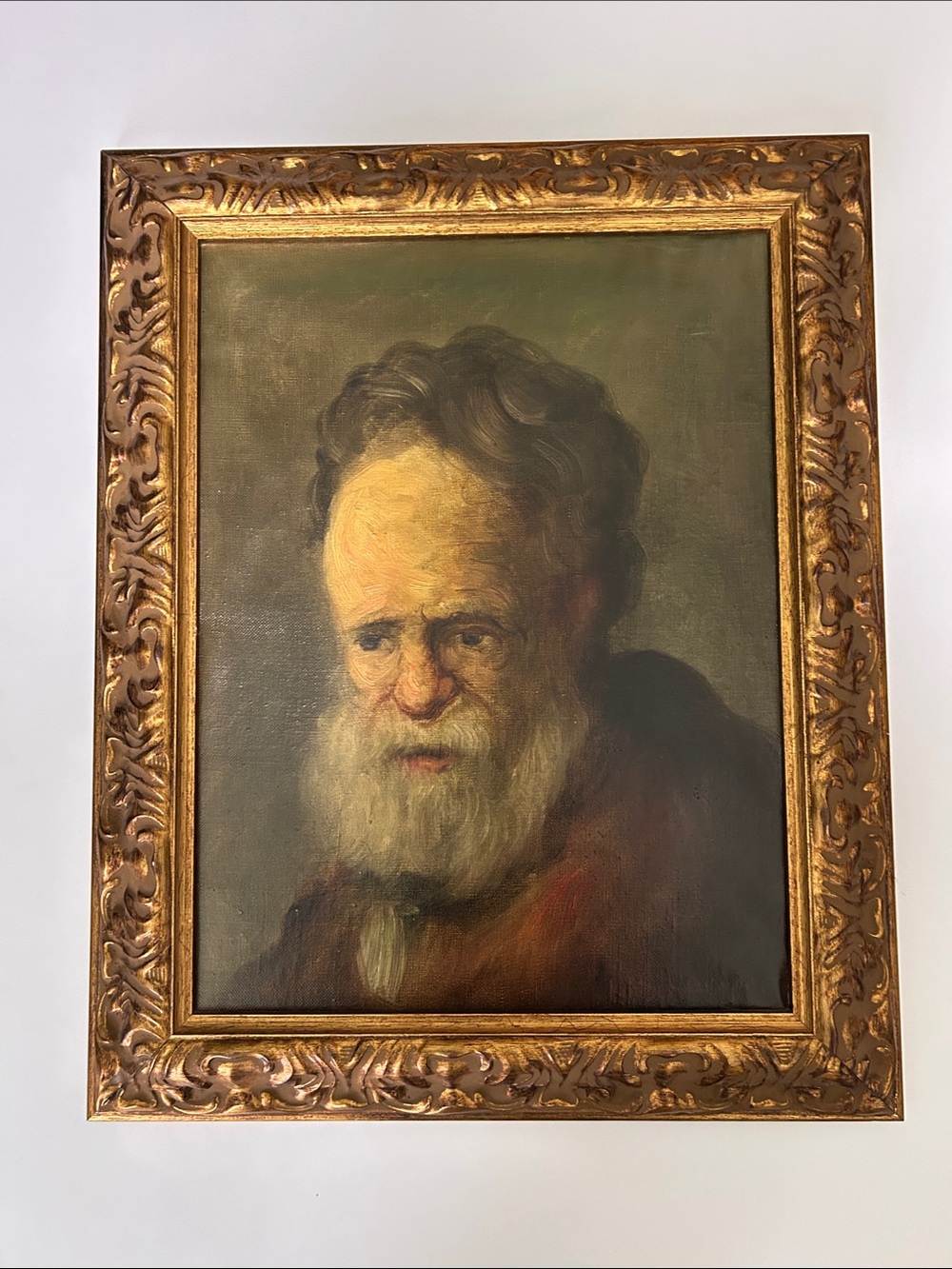 Framed old Masters-style Portrait Painting in Gold Frame - Brown and Cream Tones